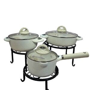 Master Class Cookware White w/ Reddish Spec 6 Pc. set Heavy duty cast aluminum